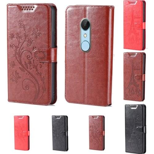 Intaglio icon butterfly flower Tower Flip Leather Wallet Phone Case For Xiaomi Redmi 5 Phone cover with card slot