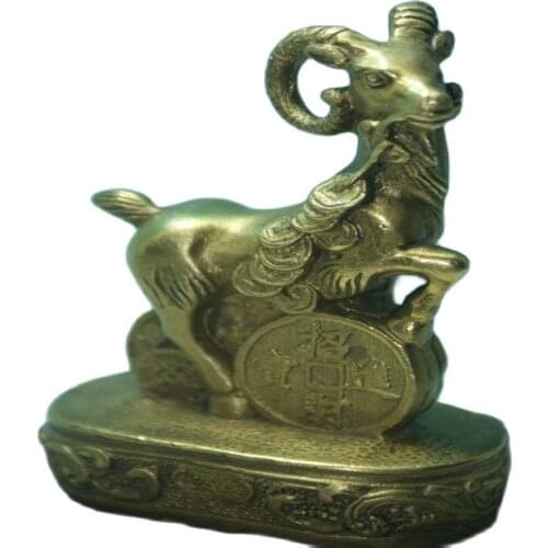 Exquisite old Chinese Copper sheep statue Old China Copper sheep statue design The classic art collection and home decorations