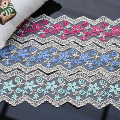 Quality 11cm small flowering branch gauze embroidery lace trim DIY handmade accessories hot sale Net yarn lace