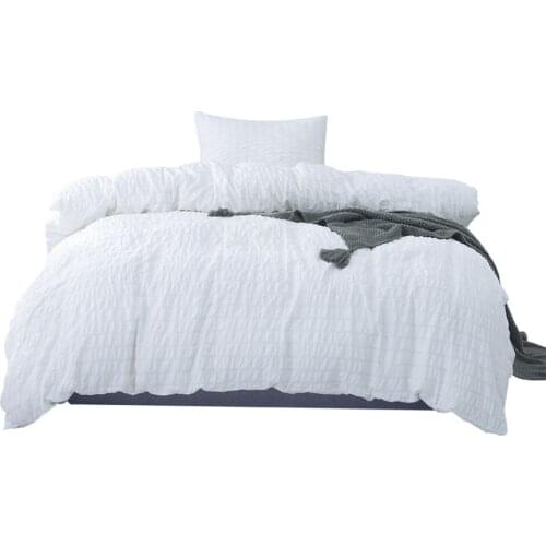 Quilt Bed Sheets Set Two-piece Bedding Polyester 3PCs Luxury White Comefortable Seersucker Long Strip Craft Kit Pillowcase