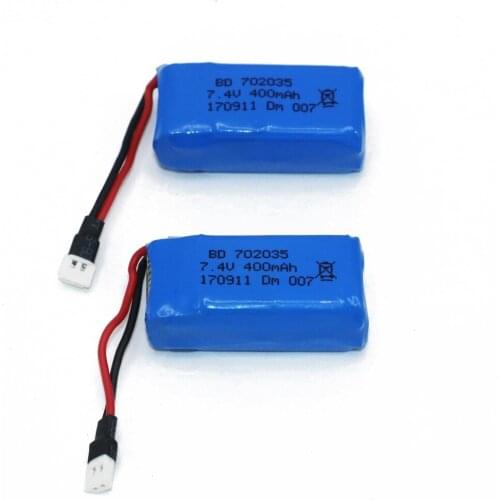2pcs/lot 7.4V 400mAh Lithium LiPo Battery For RC DM007 Airplane Quadcopter Drone Helicopter Toy Parts