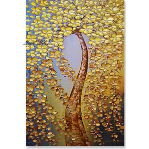 Heavily Texture Rich Tree Picture Art 100% Hand-painted Abstract Knife Style Oil Painting 3D Wall Decor Canvas Art Unframed