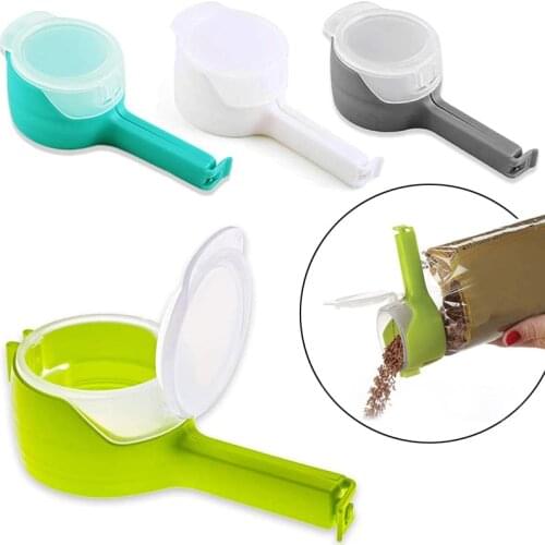 Food Storage Bag Sealing Clips Plastic Cap Sealer Clip With Pour Spouts Snack Candy Storage Fresh Clamp Kitchen Organizer