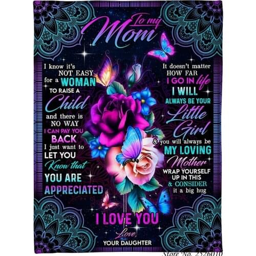 Throw blanket A Letter to My Mom 3D Velvet Plush Blanket Bedspread For Boys Girls Sherpa Blanket Couch Quilt Cover Travel 54