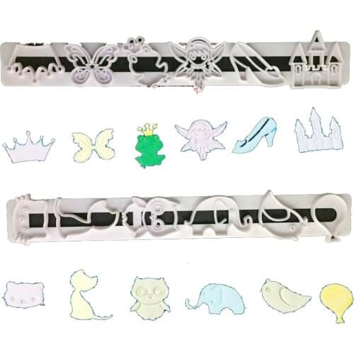 Princess Castle Crown Animal Cookie Cutter Plastic Biscuit Knife Baking Fruit Cake Kitchen Tools Mold Embossing Printing