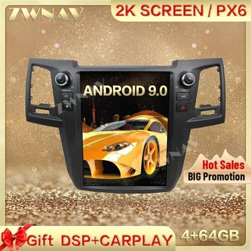 PX6 DSP Carplay Tesla screen 64G Android 9.0 Car Multimedia Player For TOYOTA FORTURNER 2015 GPS Radio Auto stereo IPS head unit