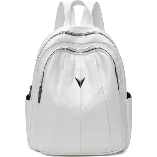 Soft Leather Backpack for Women White Large Capacity Girls School Bagpack Travel Brand Designer Mochila Female Shoulder Bags