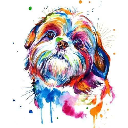 "Shih Tzu Dog"Watercolor DIY 5D Diamond Painting Cross Stitch Diamond Embroidery Rhinestones 3D Picture Mosaic Diamond Stickers