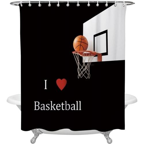 Basketball Sport Black Shower Curtain Home Bath Decorative Waterproof Polyester Fabric Bathroom Curtain