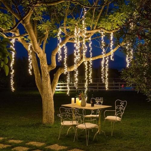2.4m Led Tree Decor String Lights Christmas Icicle Fairy Lights Garland Led Outdoor For Wedding Garden Party Street Decoration