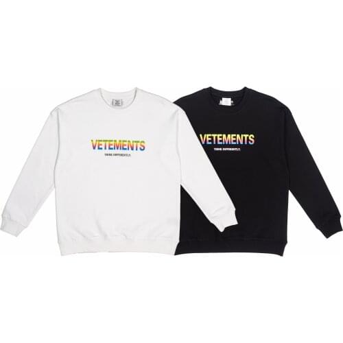 Vetements long-sleeved female couple loose street hip-hop trend mens cotton round neck letter printing 006
