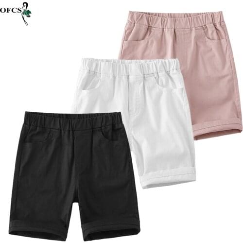 Children Unisex Shorts Retail Summer 2-12Years Girls Pocket Design Kids Casual Knitted Cotton Shorts For Boys Beach Sports Pant