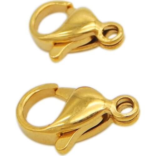 10pcs/lot 10/12mm Gold Plated Stainless Steel Lobster Clasps Hooks Clasp for DIY Necklace Bracelet Chain Jewelry Findings