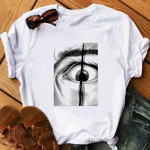 Vintage House of Paper eyes print tshirt women tshirt haut femme art aesthetic clothes La Casa De Papel female t-shirt