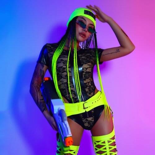 Gogo Dancer Costume Women Lace Pole Dance Clothing Jazz Dance Outfits Sexy Bodysuit Performance Costume DJ DS Clubwear DL7640