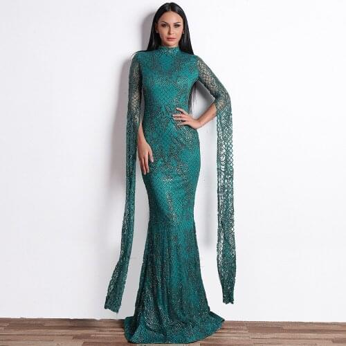 White gauze dress female 2021 new long-sleeve sparkling sequins mop evening dress dress