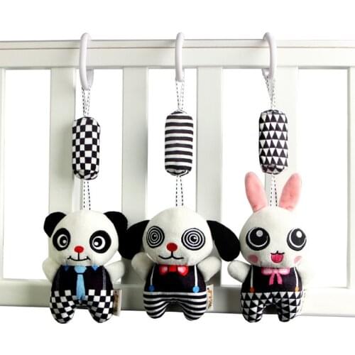 1Pcs Cute Baby Crib Stroller Toy Cartoon Soft Plush Infant Doll Mobile Bed Pram Kid Animal Hanging Rattles Bed Bell Newborn Gift