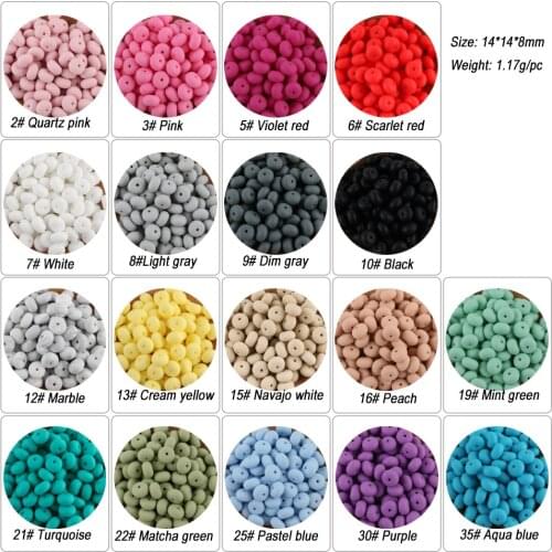 Kovict 100/200PCS 14mm Silicone Abacus Beads Multi Color Lentil Eco-Friendly Beads DIY Pacifier Chain Nursing Baby Teether Toys