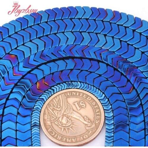 1x3,3x6,3x8mm V Shape Spacer Beads Blue Hematite No Magnetic Stone for Men DIY Accessories Necklace Bracelet Jewelry Making 15"
