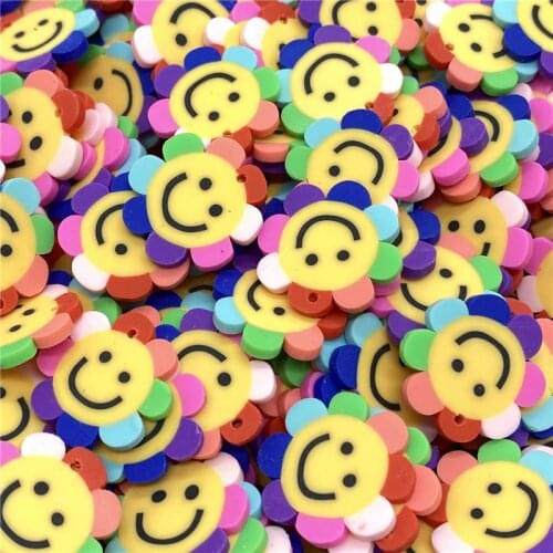 20Pcs/lot 20mm Sun flower Beads Flakes Clay Beads Polymer Spacer Beads For Jewelry Making DIY Bracelet Hairpin #A89-22