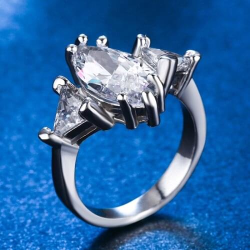 2018 new arrival Silver Plated Big Zircon Stone Ring for Women Fashion Jewelry Wedding Engagement Rings Luxury Ring T-R011