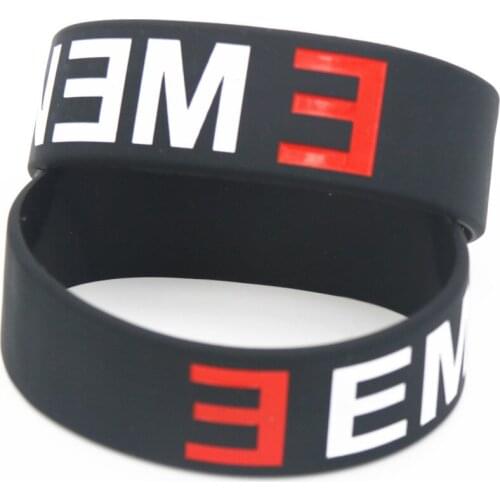 25PCS Hot Sale Eminem Wristband Made Of Latex-Free Black Silicone Rubber Bracelets&Bangles for Music Fans Concert Gift SH105