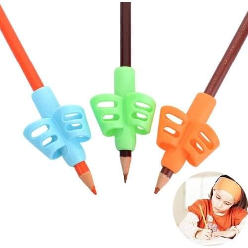 3pc/set School Supplies Pencil Holder Tools Silicone Two Finger Ergonomic Writing Pencil Aid Grip Grip Correction Posture