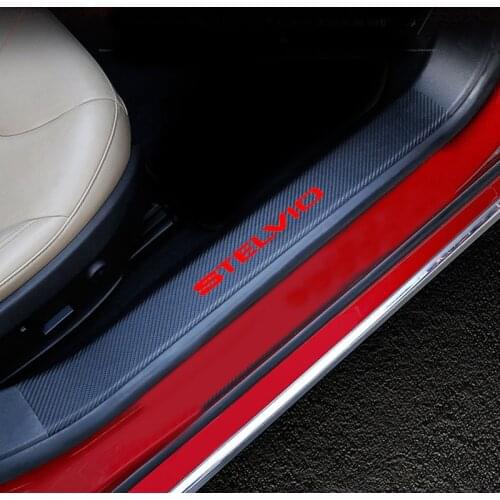 4PCs Carbon Fiber Pu leather Door Threshold Guard For Alfa Romeo Stelvio Car Door Sill Scuff Plate Protector Car Accessories
