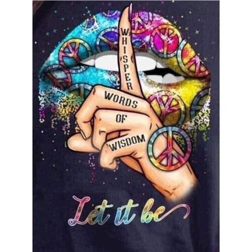 5D Diamond Painting Colorful Lips Let It Be Full Circle Rhinestone Inlaid Mosaic Kit Diamond Embroidery Handcraft Gift FH1132