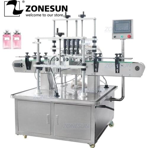 ZONESUN Four Heads Automatic Vacuum Small Bottle Cosmetic Liquid Filler Perfume Filling Machine