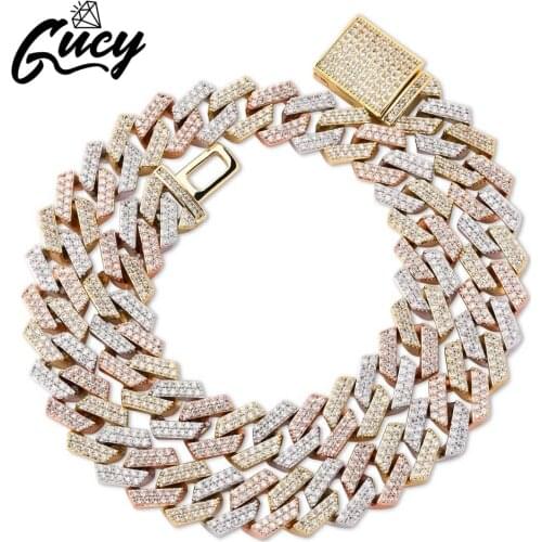 GUCY 14mm Miami New Box Big Clasp Cuban Link Chain Necklace Iced Out Cubic Zirconia Bling Hip Hop for Men Jewelry