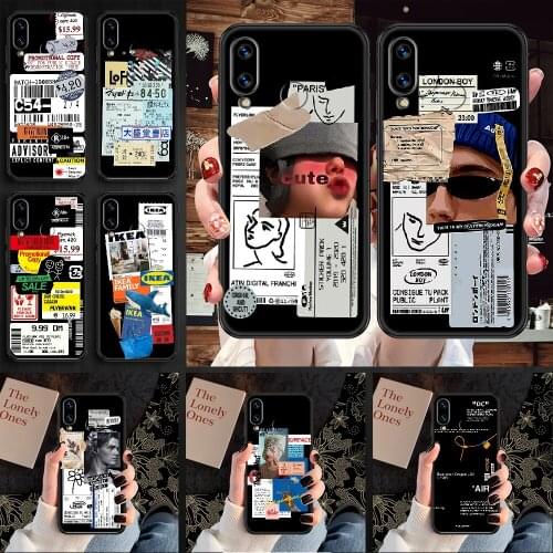 Retro Discount Label Phone case For Huawei Honor 6 7 8 9 10 10i 20 A C X Lite Pro Play black tpu coque 3D cover pretty Etui soft