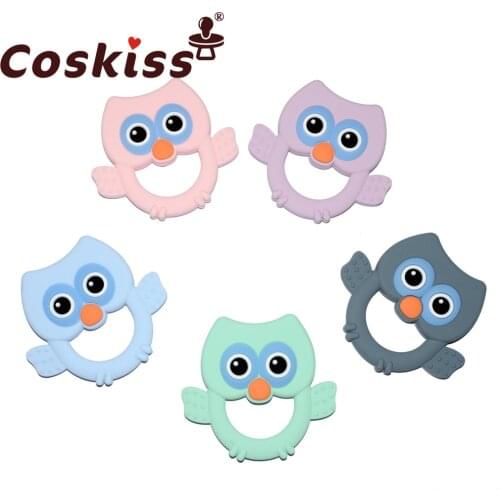 Coskiss 1pcs Owl Silicone Teethers Food Grade For DIY Baby Teething Necklace Silicone Beads Teething Toddler Toys