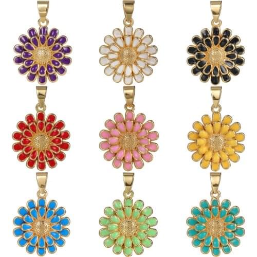 Juya Handicraft Decorative Enamel Colorful Flower Charms Supplies For DIY Women Handmade Fashion Pendant Jewelry Making Material