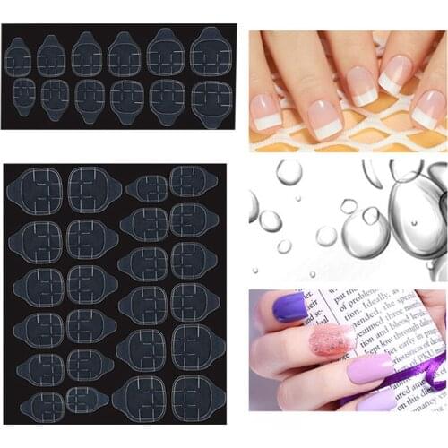 12/24Pcs Double-side Glue Sticker Transparent Flexible Fake Nail Tips Adhesive Nail Glue Tools Accessories