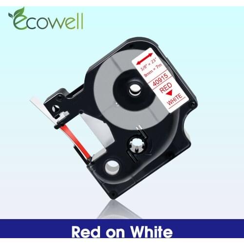 Ecowell 1PCS 40915 Compatible 9mm Dymo D1 Label Tapes Red on White for Dymo LM160 LM280 LabelWriter 450 Duo label maker