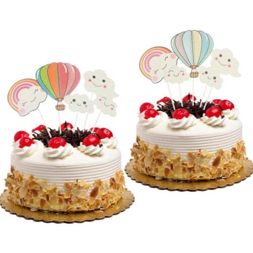 Cake Flags Cupcake Cake Topper hot-air balloon rainbow Clouds Toppers Bride Kids Birthday Wedding Cake Wrapper Party Baking DIY