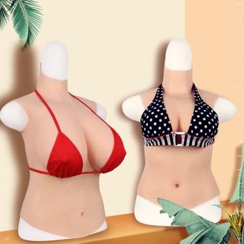 Liifun High Collar Artificial Silicone Breast Forms for Crossdresser Transgenres Drag Queen Shemale Cosplay Male to Female