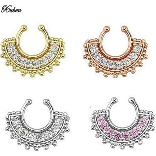 316 L Surgical Steel Zircon fake septum Fake septum Piercing nose ring Hoop nose For Women faux clip Rings clicker non Body Jewe