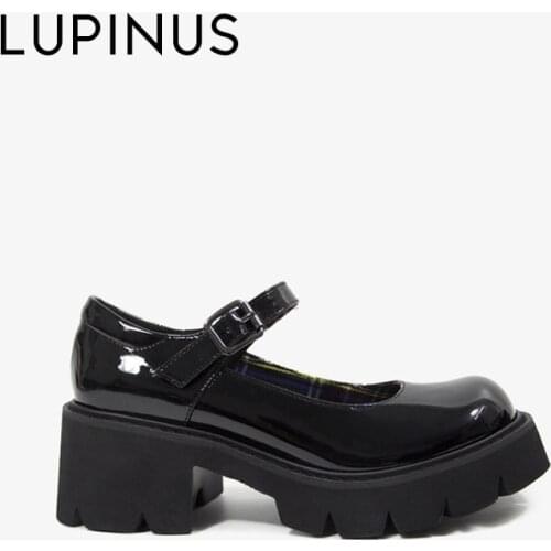 LUPINUS High Quality Patent Leather Women Mary Jane Shoe 2021 New Fashion Chunky Heel Spring Women Shoe Retro Women Single Shoe