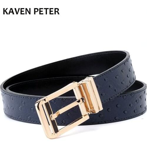Men Cowskin Belt With Ostrich Pattern Belt Gold Buckle Belt With Designer High Quality Animal Pattern Mens Belts