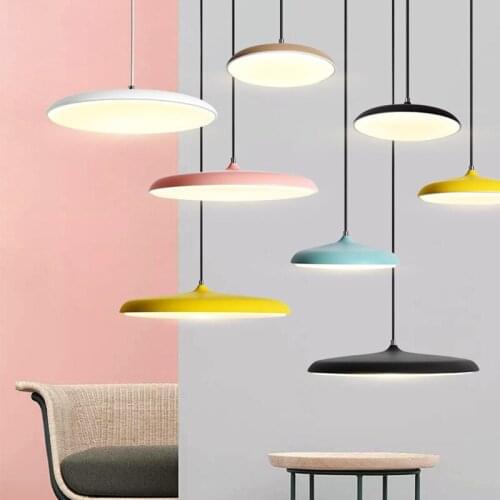Nordic creative personality UFO chandelier wrought iron restaurant lights macarons modern minimalist lamps