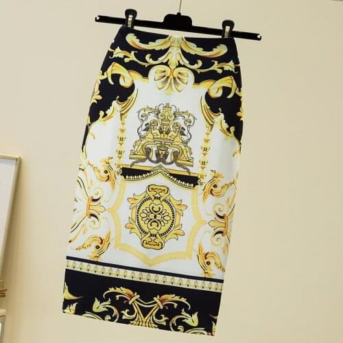 2021 New Fashion Office Ladies Vintage Print Skirt Sexy Bodycon Elastic Casual Summer Skirts
