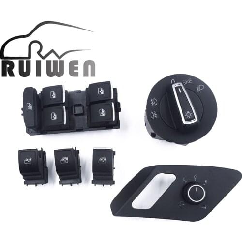New Chrome Driver &Passenger Side Master Window Headlight Mirror Switch Bottons for VW Golf MK7 5G0941431AH 5G0941431B