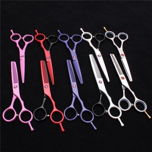 2Pcs 5.5" 16cm Customize Logo Stainless Hairdressing Scissors Cutting Shears Thinning Scissors Professional Hair Scissors C1013