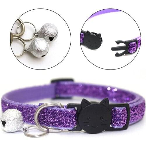 Pet Cat Collar With Bell Breakaway Fashion Adjustable Kitten Cat Sequin Collar Neck Strap Cat Accessories Pet Supplies