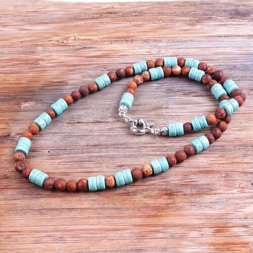 6MM brown stone bead Surfer Necklace for men tribal