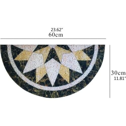 Semi-Circle Doormat, Anti Slip Marble Pattern Half Moon PVC Floor Mat,30X60cm