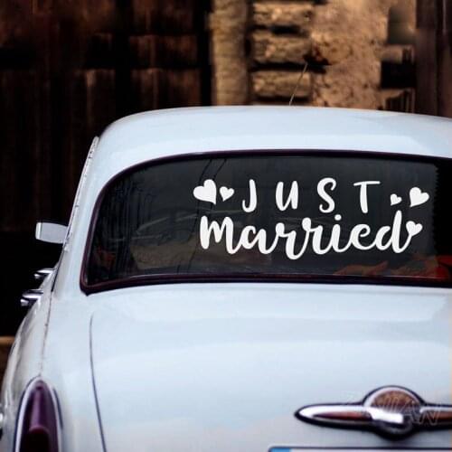 Just Married Decal for Car Window Waterproof Wedding Decor Stickers Rustic Simple Wedding Room Decoration Wall Decals DIY Z643