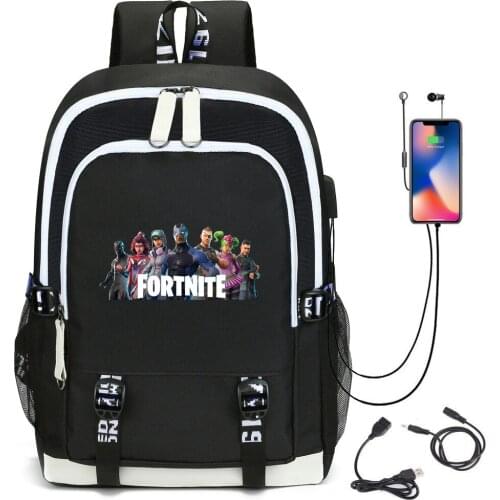 New Fortnite Games Backpack USB Chargeable Backpack Outdoor Travel Bag Student Backpack Computer School Bags
